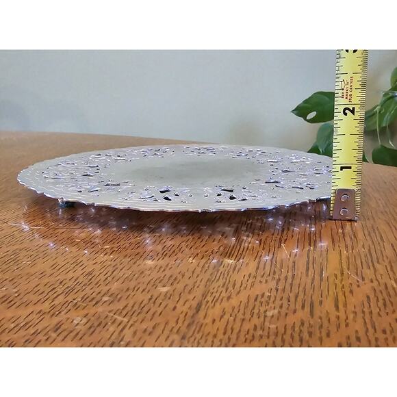 Vintage WILLIAM ADAMS Hand Crafted Silver Plate Pierced Trivet Tray Italy 7.5" - Picture 8 of 8
